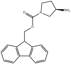 1-Pyrrolidinecarboxylic acid, 3-amino-, 9H-fluoren-9-ylmethyl ester, (3R)- Struktur