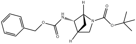 2-Azabicyclo[2.1.1]hexane-2-carboxylic acid, 5-[[(phenylmethoxy)carbonyl]amino]-, 1,1-dimethylethyl ester, (1R,4R,5S)- Struktur