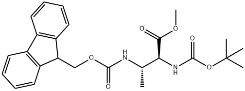 (2S,3S)-Methyl 3-((((9H-fluoren-9-yl)methoxy)carbonyl)amino)-2-((tert-butoxycarbonyl)amino)butanoate Struktur