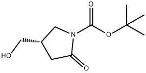 1-Pyrrolidinecarboxylic acid, 4-(hydroxymethyl)-2-oxo-, 1,1-dimethylethyl ester, (4S)- Struktur