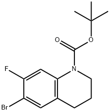 1(2H)-Quinolinecarboxylic acid, 6-bromo-7-fluoro-3,4-dihydro-, 1,1-dimethylethyl ester Struktur