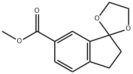 Spiro[1,3-dioxolane-2,1'-[1H]indene]-6'-carboxylic acid, 2',3'-dihydro-, methyl ester Struktur