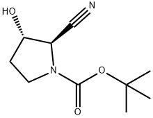 tert‐butyl (2R,3S)‐2‐cyano‐3‐hydroxypyrrolidine‐1‐carboxylate Struktur