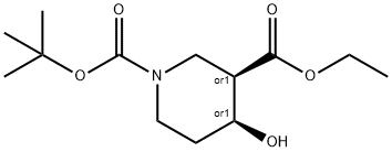 rel-1-(tert-butyl) 3-ethyl (3R,4S)-4-hydroxypiperidine-1,3-dicarboxylate Struktur