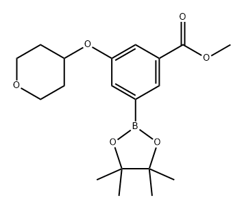 Benzoic acid, 3-[(tetrahydro-2H-pyran-4-yl)oxy]-5-(4,4,5,5-tetramethyl-1,3,2-dioxaborolan-2-yl)-, methyl ester Struktur