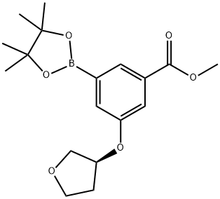 Benzoic acid, 3-[[(3S)-tetrahydro-3-furanyl]oxy]-5-(4,4,5,5-tetramethyl-1,3,2-dioxaborolan-2-yl)-, methyl ester Struktur