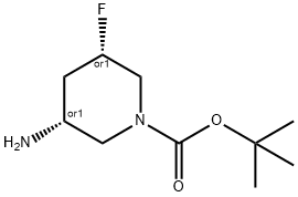 rac-tert-butyl (3R,5S)-3-amino-5-fluoropiperidine-1-carboxylate Struktur