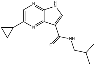 2-Cyclopropyl-N-isobutyl-5H-pyrrolo[2,3-b]pyrazine-7-carboxamide Struktur