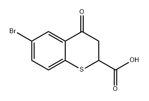 2H-1-Benzothiopyran-2-carboxylic acid, 6-bromo-3,4-dihydro-4-oxo- Struktur