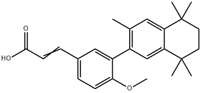 2-Propenoic acid, 3-[4-methoxy-3-(5,6,7,8-tetrahydro-3,5,5,8,8-pentamethyl-2-naphthalenyl)phenyl]- Struktur