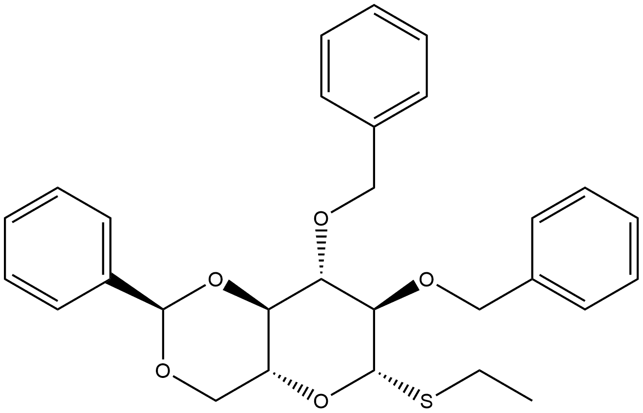 β-D-Glucopyranoside, ethyl 2,3-bis-O-(phenylmethyl)-4,6-O-[(R)-phenylmethylene]-1-thio- Struktur