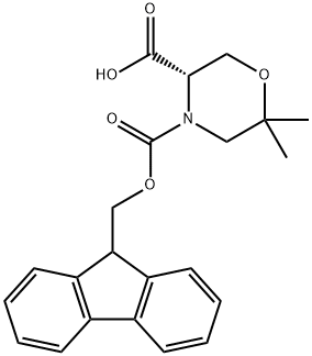 3,4-Morpholinedicarboxylic acid, 6,6-dimethyl-, 4-(9H-fluoren-9-ylmethyl) ester, (3S)- Struktur