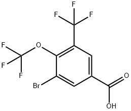 3-Bromo-4-(trifluoromethoxy)-5-(trifluoromethyl)benzoic acid Struktur