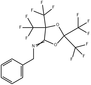 N-Benzyl-2,2,5,5-tetrakis(trifluoromethyl)-1,3-dioxolan-4-imine Struktur