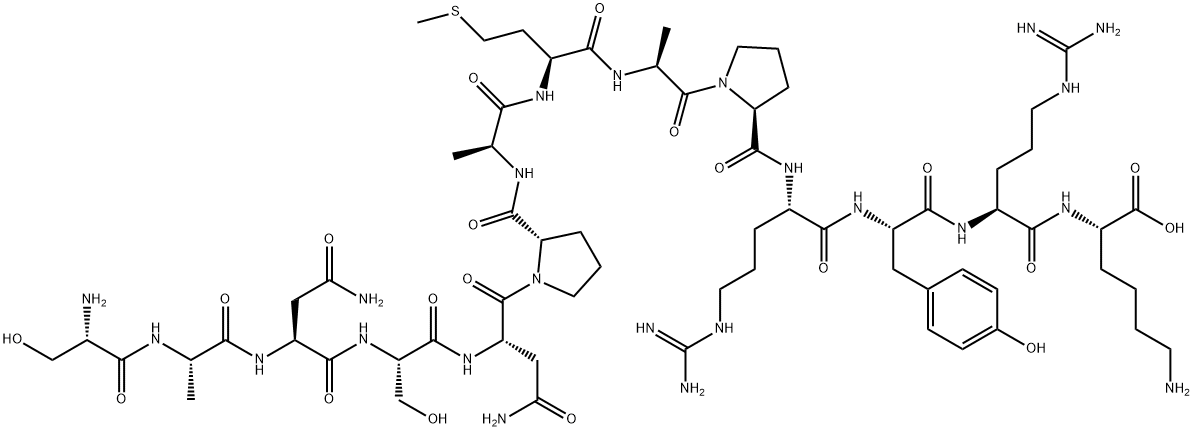 L-Lysine, L-seryl-L-alanyl-L-asparaginyl-L-seryl-L-asparaginyl-L-prolyl-L-alanyl-L-methionyl-L-alanyl-L-prolyl-L-arginyl-L-tyrosyl-L-arginyl- Struktur