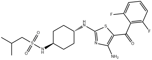 1-Propanesulfonamide, N-[trans-4-[[4-amino-5-(2,6-difluorobenzoyl)-2-thiazolyl]amino]cyclohexyl]-2-methyl- Struktur