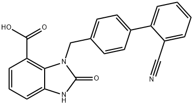 1H-Benzimidazole-4-carboxylic acid, 3-[(2'-cyano[1,1'-biphenyl]-4-yl)methyl]-2,3-dihydro-2-oxo- Struktur