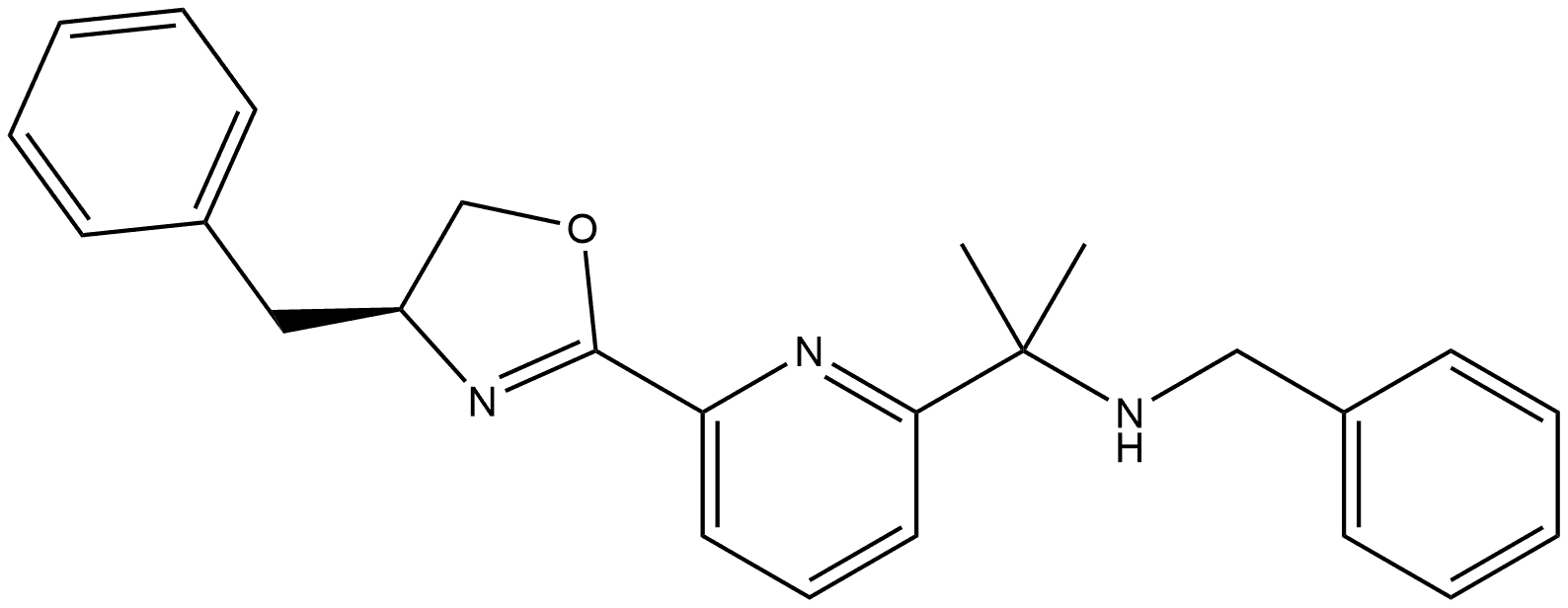 (S)-N-Benzyl-2-(6-(4-Benzyl-4,5-dihydrooxazol-2-yl)pyridin-2-yl)propan-2-amine Struktur