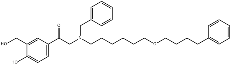 Ethanone, 1-[4-hydroxy-3-(hydroxymethyl)phenyl]-2-[[6-(4-phenylbutoxy)hexyl](phenylmethyl)amino]- Struktur