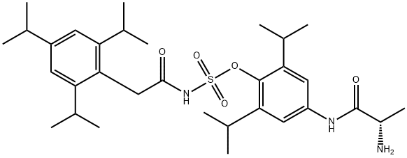 Sulfamic acid, [[2,4,6-tris(1-methylethyl)phenyl]acetyl]-, 4-[(2-amino-1-oxopropyl)amino]-2,6-bis(1-methylethyl)phenyl ester, (S)- (9CI) Struktur