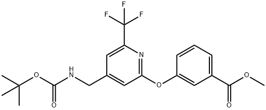 Benzoic acid, 3-[[4-[[[(1,1-dimethylethoxy)carbonyl]amino]methyl]-6-(trifluoromethyl)-2-pyridinyl]oxy]-, methyl ester Struktur