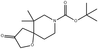 1-Oxa-8-azaspiro[4.5]decane-8-carboxylic acid, 6,6-dimethyl-3-oxo-, 1,1-dimethylethyl ester Struktur