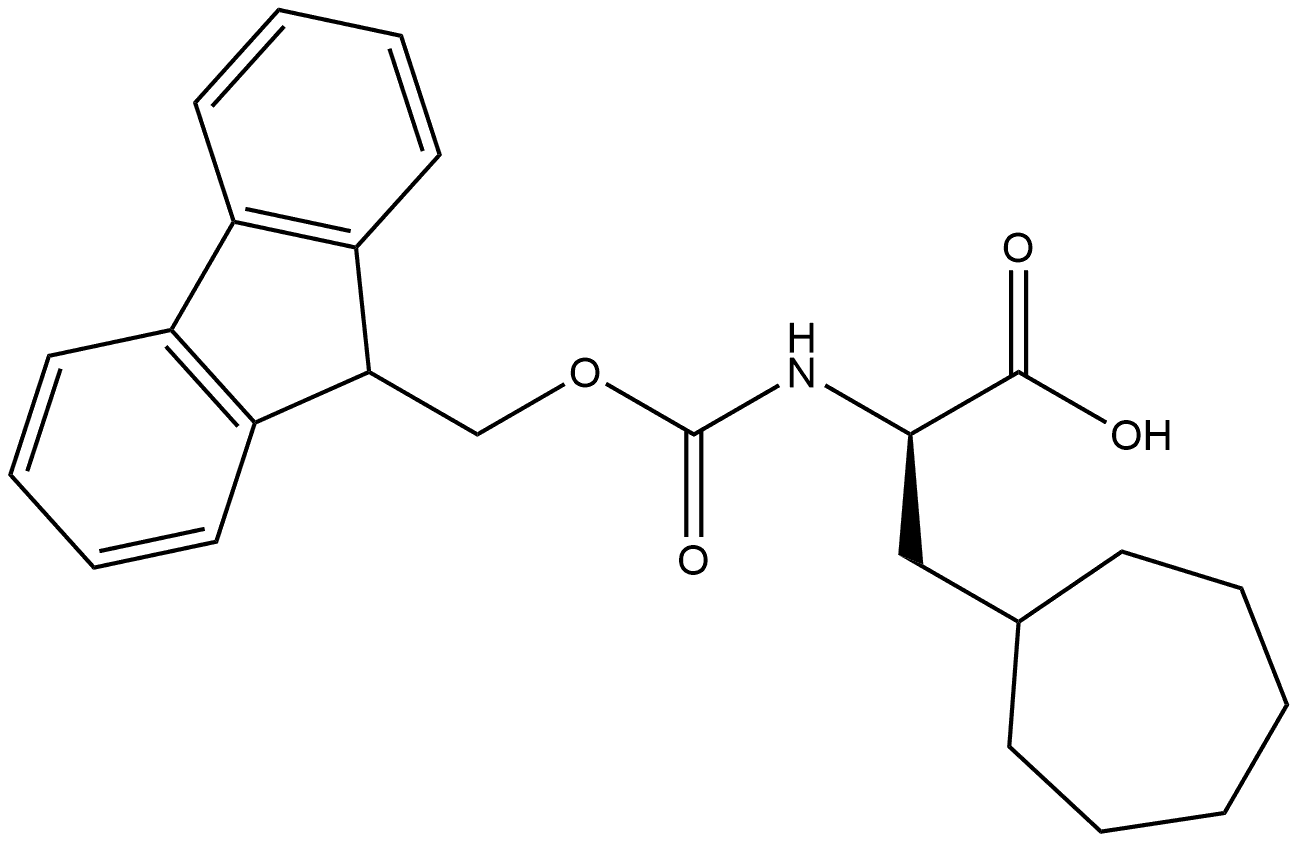 (2R)-3-cycloheptyl-2-({[(9H-fluoren-9-yl)methoxy]carbonyl}amino)propanoic acid Struktur