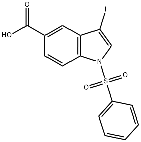 1H-Indole-5-carboxylic acid, 3-iodo-1-(phenylsulfonyl)- Struktur