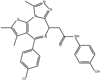 6H-Thieno[3,2-f][1,2,4]triazolo[4,3-a][1,4]diazepine-6-acetamide, 4-(4-chlorophenyl)-N-(4-hydroxyphenyl)-2,3,9-trimethyl- Struktur