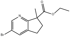 5H-Cyclopenta[b]pyridine-7-carboxylic acid, 3-bromo-6,7-dihydro-7-methyl-, ethyl ester Struktur