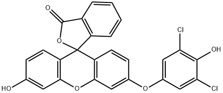 Spiro[isobenzofuran-1(3H),9'-[9H]xanthen]-3-one, 3'-(3,5-dichloro-4-hydroxyphenoxy)-6'-hydroxy- Struktur