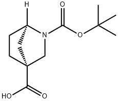 2-Azabicyclo[2.2.1]heptane-2,4-dicarboxylic acid, 2-(1,1-dimethylethyl) ester, (1R,4R)- Struktur