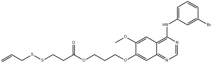 Propanoic acid, 3-(2-propen-1-yldithio)-, 3-[[4-[(3-bromophenyl)amino]-6-methoxy-7-quinazolinyl]oxy]propyl ester Struktur