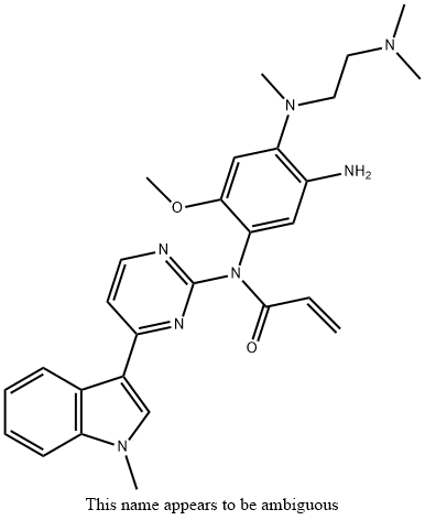 2-Propenamide, N-[5-amino-4-[[2-(dimethylamino)ethyl]methylamino]-2-methoxyphenyl]-N-[4-(1-methyl-1H-indol-3-yl)-2-pyrimidinyl]- Struktur