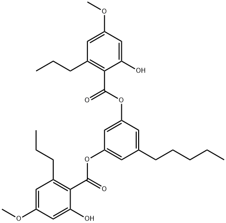 Benzoic acid, 2-hydroxy-4-methoxy-6-propyl-, 5-pentyl-1,3-phenylene ester (9CI) Struktur