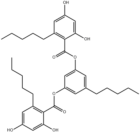 Benzoic acid, 2,4-dihydroxy-6-pentyl-, 5-pentyl-1,3-phenylene ester (9CI) Struktur