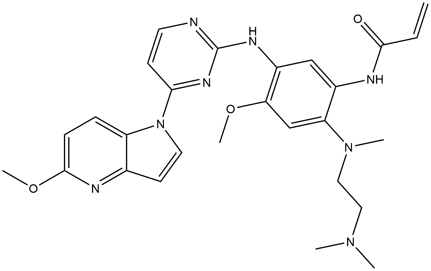 2-Propenamide, N-[2-[[2-(dimethylamino)ethyl]methylamino]-4-methoxy-5-[[4-(5-methoxy-1H-pyrrolo[3,2-b]pyridin-1-yl)-2-pyrimidinyl]amino]phenyl]- Struktur