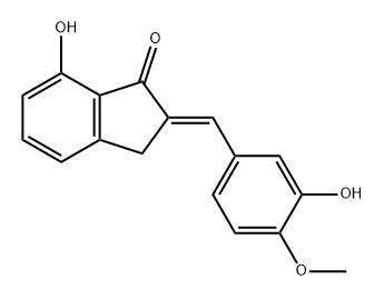 1H-Inden-1-one, 2,3-dihydro-7-hydroxy-2-[(3-hydroxy-4-methoxyphenyl)methylene]-, (2E)- Struktur