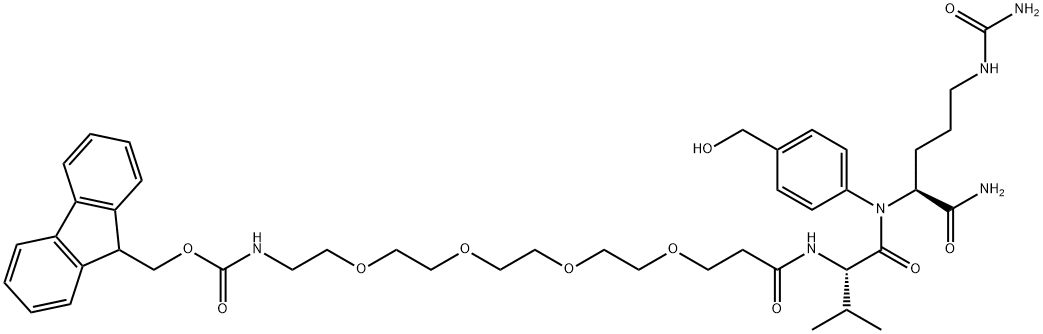 L-Ornithinamide, N-[19-(9H-fluoren-9-yl)-1,17-dioxo-4,7,10,13,18-pentaoxa-16-azanonadec-1-yl]-L-valyl-N5-(aminocarbonyl)-N-[4-(hydroxymethyl)phenyl]- Structure