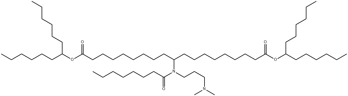 1,19-Bis(1-hexylheptyl) 10-[[3-(dimethylamino)propyl](1-oxooctyl)amino]nonadecanedioate Struktur