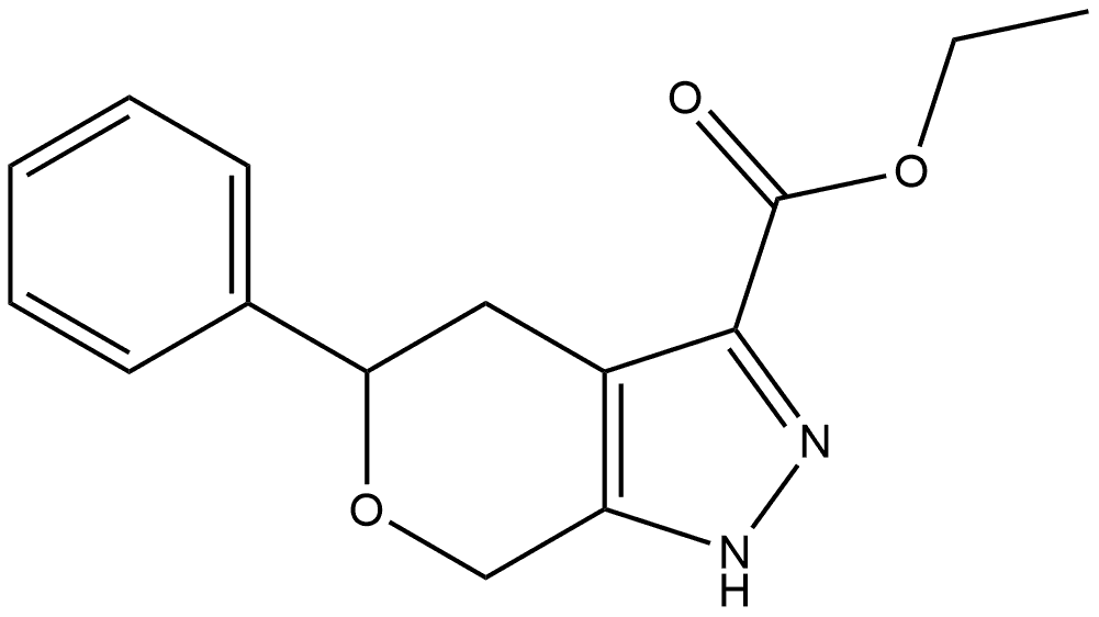 Ethyl 1,4,5,7-tetrahydro-5-phenylpyrano[3,4-c]pyrazole-3-carboxylate Struktur