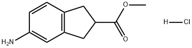 1H-Indene-2-carboxylic acid, 5-amino-2,3-dihydro-, methyl ester, hydrochloride (1:1) Struktur