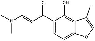 2-Propen-1-one, 3-(dimethylamino)-1-(4-hydroxy-3-methyl-5-benzofuranyl)-, (2E)- Struktur