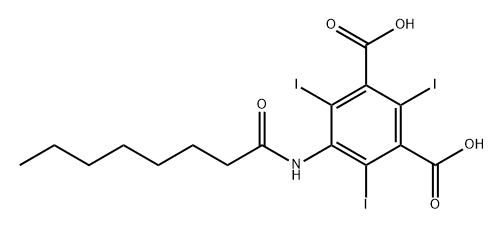 1,3-Benzenedicarboxylic acid, 2,4,6-triiodo-5-[(1-oxooctyl)amino]- Struktur