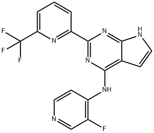 7H-Pyrrolo[2,3-d]pyrimidin-4-amine, N-(3-fluoro-4-pyridinyl)-2-[6-(trifluoromethyl)-2-pyridinyl]- Struktur