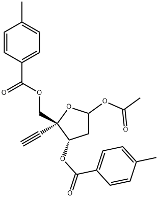 D-erythro-Pentofuranose, 2-deoxy-4-C-ethynyl-, 1-acetate 3,5-bis(4-methylbenzoate) Struktur