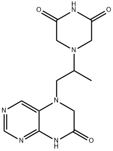 2,6-Piperazinedione, 4-[2-(7,8-dihydro-7-oxo-5(6H)-pteridinyl)-1-methylethyl]- Struktur