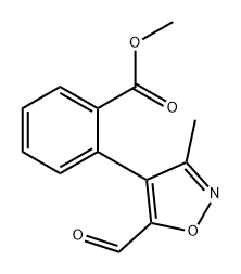 Benzoic acid, 2-(5-formyl-3-methyl-4-isoxazolyl)-, methyl ester Struktur