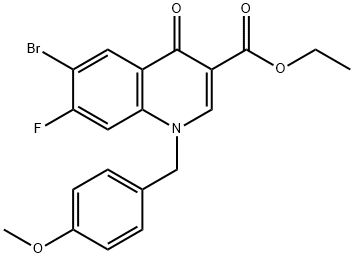 Ethyl 6-bromo-7-fluoro-1-[(4-methoxyphenyl)methyl]-4-oxo-quinoline-3-carboxylate Struktur