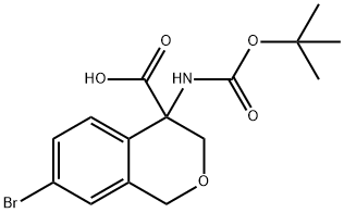 7-Bromo-4-[(2-methylpropan-2-yl)oxycarbonylamino]-1,3-dihydroisochromene-4-carboxylic acid Struktur